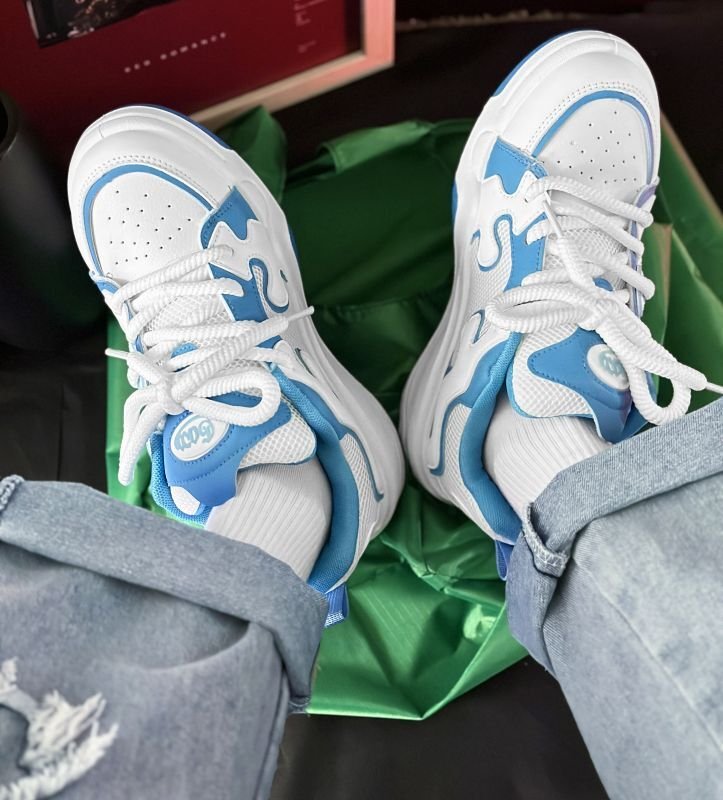 画像3: Unisex High-cut bicolor thick sole lace up sneakers shoes  ユニセックス男女兼用バイカラーハイトップハイカットレースアップ  スニーカー  (3)