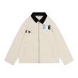 画像5: unisex star letter patch embroidery splicing lapel jacket 　ユニセックス 男女兼用レター刺繍ジップアップジャケットスタジャンスタジアムジャンバー (5)