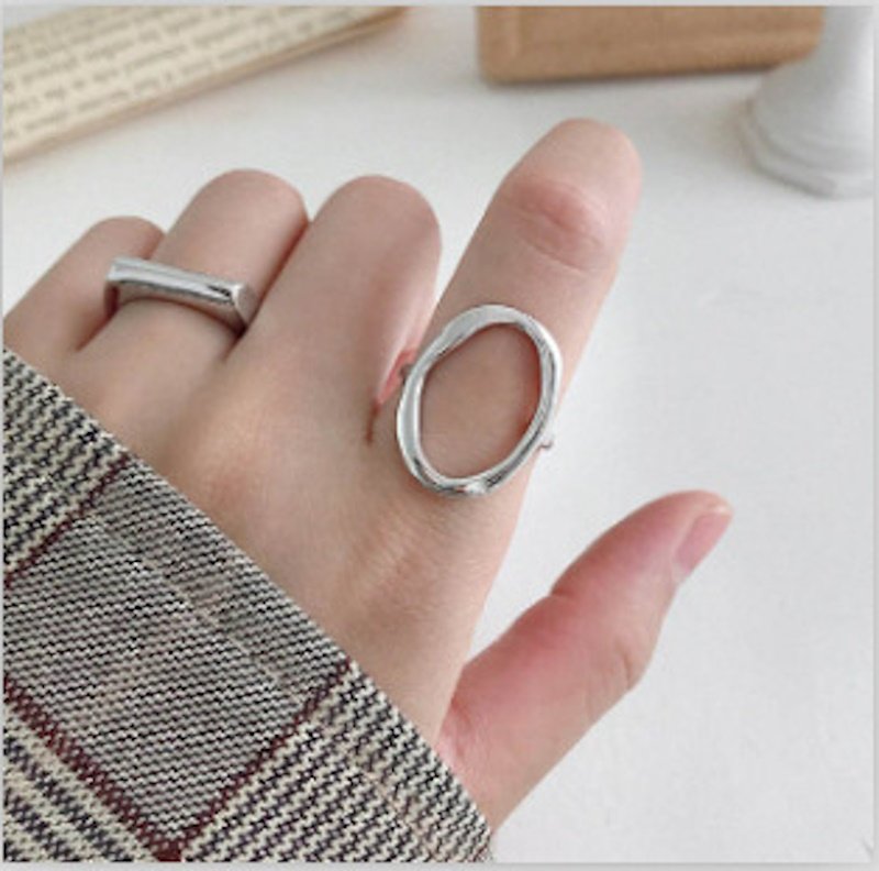 画像1: Unisex frame ring finger ring　フレームリング指輪 ゴールド シルバー2カラー (1)