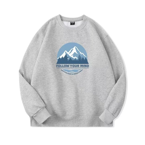 画像1: Men and women Long sleeve Follow your mind Mountain Mount Peak Round Neck Sweatshirts ユニセックス 男女兼用 マウンテン マウント プリントプルオーバ ートレーナー  (1)