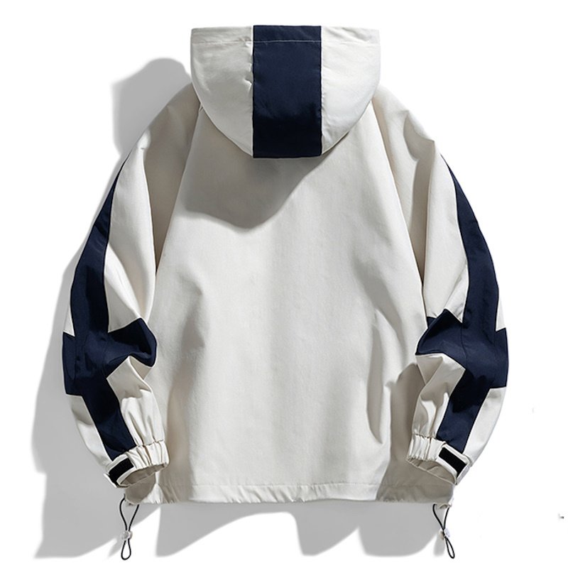 画像4: unisex outdoor waterproof contrast stitching workwear hooded jacket jumper ユニセックス 男女兼用防水コントラストステッチフーディジャケットスタジアムジャンパー スタジャン  ブルゾン (4)