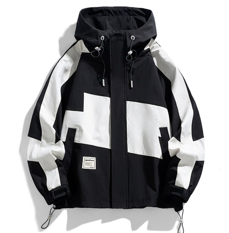 画像2: unisex outdoor waterproof contrast stitching workwear hooded jacket jumper ユニセックス 男女兼用防水コントラストステッチフーディジャケットスタジアムジャンパー スタジャン  ブルゾン (2)