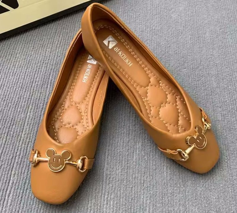 画像3: Women’s mickey mouse medal flat pumps ballerina shoes 　ミッキーマウスミッキーメダル付きフラットフレンチパンプスバレーバレリーナシューズ (3)