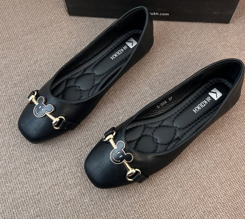 画像8: Women’s mickey mouse medal flat pumps ballerina shoes 　ミッキーマウスミッキーメダル付きフラットフレンチパンプスバレーバレリーナシューズ (8)