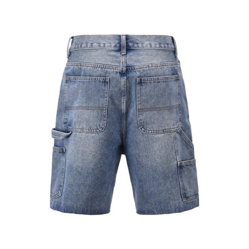 画像4: Unisex Vintage WASHED SPLICED DENIM SHORTS Denim Pant 男女兼用 ユニセックス ヴィンテージデニムハーフパンツ　ジーンズ (4)