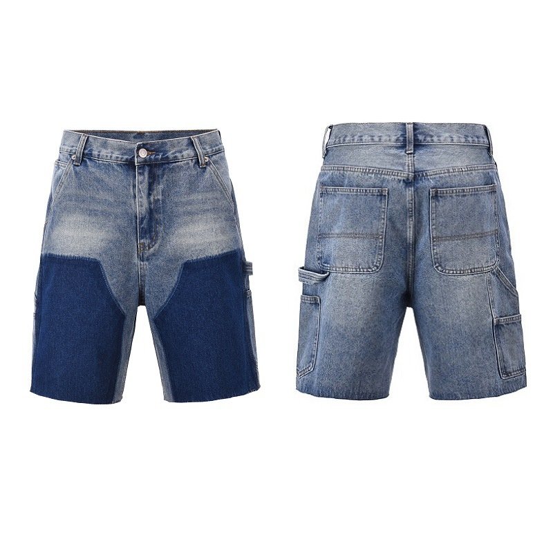画像3: Unisex Vintage WASHED SPLICED DENIM SHORTS Denim Pant 男女兼用 ユニセックス ヴィンテージデニムハーフパンツ　ジーンズ (3)