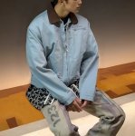 画像4: unisex  distressed harrington denim jacket G JeanStadium jumper  ユニセックス 男女兼用ダメージハリントンデニムGジャンジャンパー MA-1 ボンバー ジャケット ブルゾン (4)
