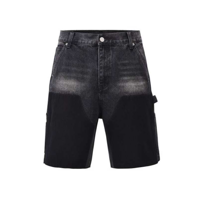 画像2: Unisex Vintage WASHED SPLICED DENIM SHORTS Denim Pant 男女兼用 ユニセックス ヴィンテージデニムハーフパンツ　ジーンズ (2)