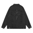 画像4: unisex American high street letter star patch embroidered denim jacket G Jean  ユニセックス 男女兼用スター刺繍デニムGジャンジャンパー MA-1 ボンバー ジャケット ブルゾン (4)
