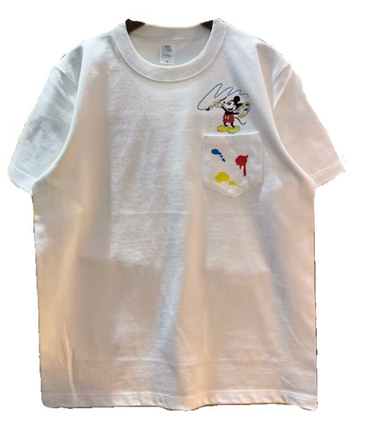 画像1: Unisex painter mickey mouse short-sleeved T-shirt  男女兼用 ユニセックス ペインターミッキーマウスミッキープリント 半袖Tシャツ  (1)
