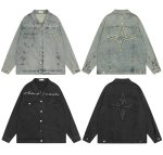 画像5: unisex American high street letter star patch embroidered denim jacket G Jean  ユニセックス 男女兼用スター刺繍デニムGジャンジャンパー MA-1 ボンバー ジャケット ブルゾン (5)