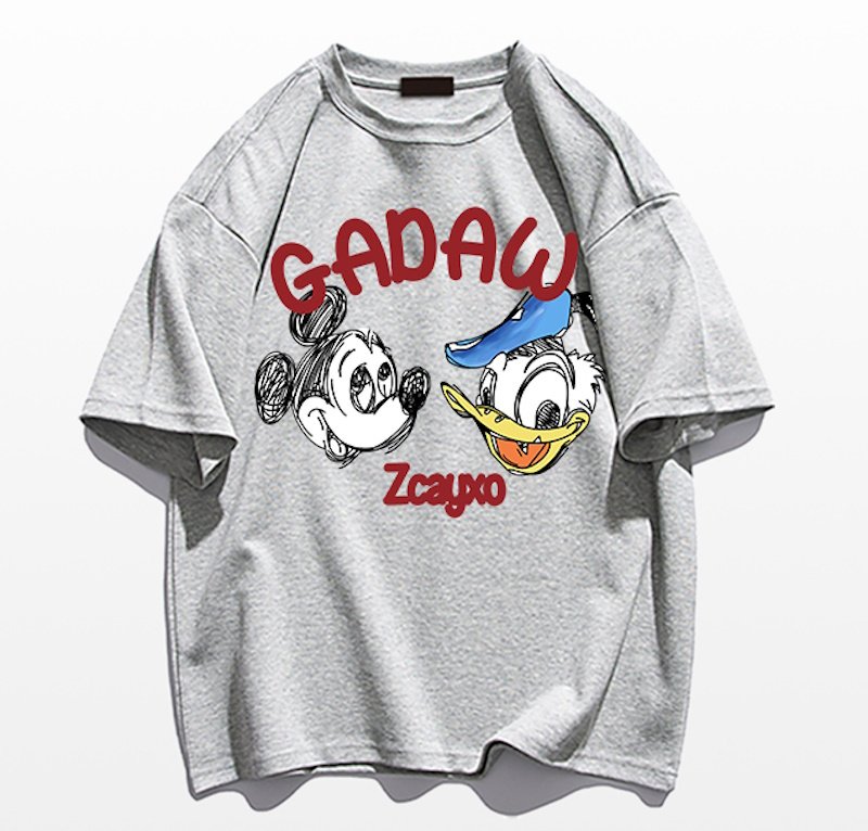 画像7: Mickey Mouse Mickey & Donald Duck printed round neck short sleeve T-shirt   ユニセックス男女兼用ミッキーマウスミッキー&ドナルドダックプリント半袖 Tシャツ (7)