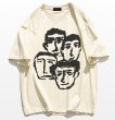 画像4: retro gray portrait printed printed round neck short sleeve T-shirt 　 ユニセックス男女兼用メンズ似顔絵ポートレートプリント半袖 Tシャツ (4)