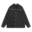 画像2: unisex American high street letter star patch embroidered denim jacket G Jean  ユニセックス 男女兼用スター刺繍デニムGジャンジャンパー MA-1 ボンバー ジャケット ブルゾン (2)