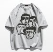 画像9: retro gray portrait printed printed round neck short sleeve T-shirt 　 ユニセックス男女兼用メンズ似顔絵ポートレートプリント半袖 Tシャツ (9)