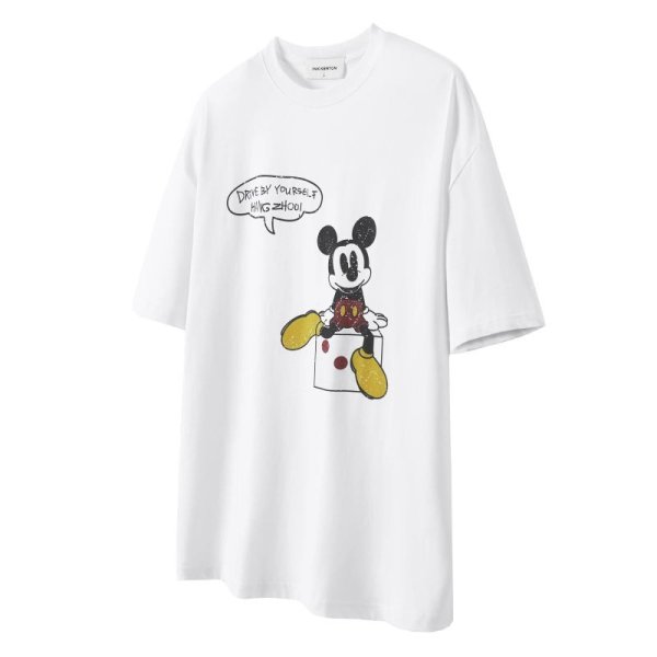 画像1: vintage printed Mickey printed round neck short sleeve T-shirt 　 ユニセックス男女兼用ヴィンテージミッキーマウスミッキープリント半袖 Tシャツ (1)