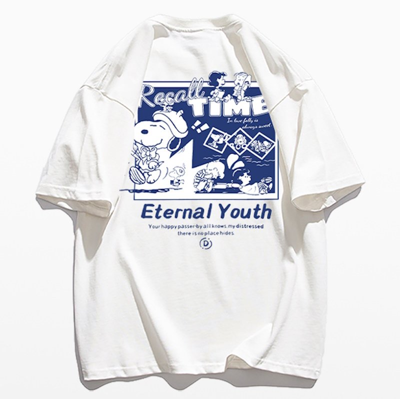 画像2: Snoopy & Family Print  round neck short sleeve T-shirt   ユニセックス男女兼用スヌーピー&ファミリープリント半袖 Tシャツ (2)