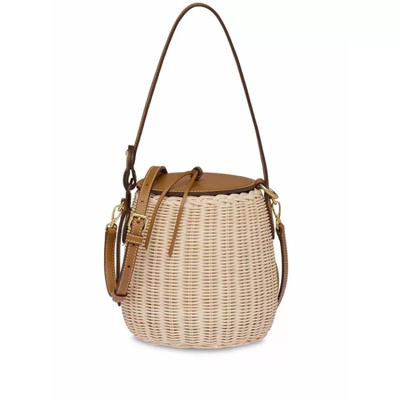 画像1: Woman wicker leather shoulder bag  シンプルトート セカンド籠 かごバッグ 手提げ 籐バッグ カゴバッグ ナチュラル (1)