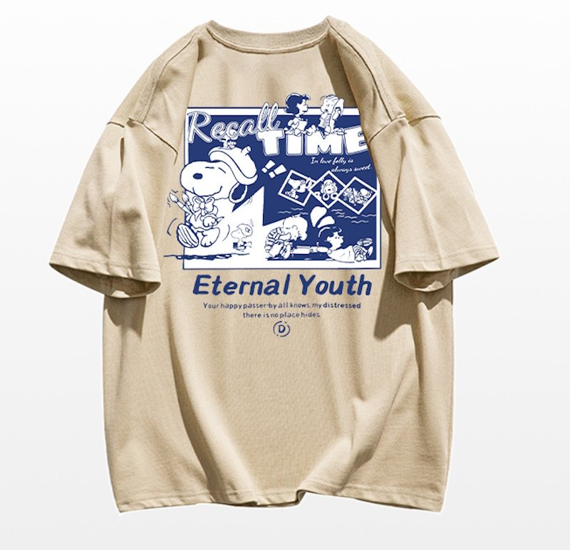画像6: Snoopy & Family Print  round neck short sleeve T-shirt   ユニセックス男女兼用スヌーピー&ファミリープリント半袖 Tシャツ (6)