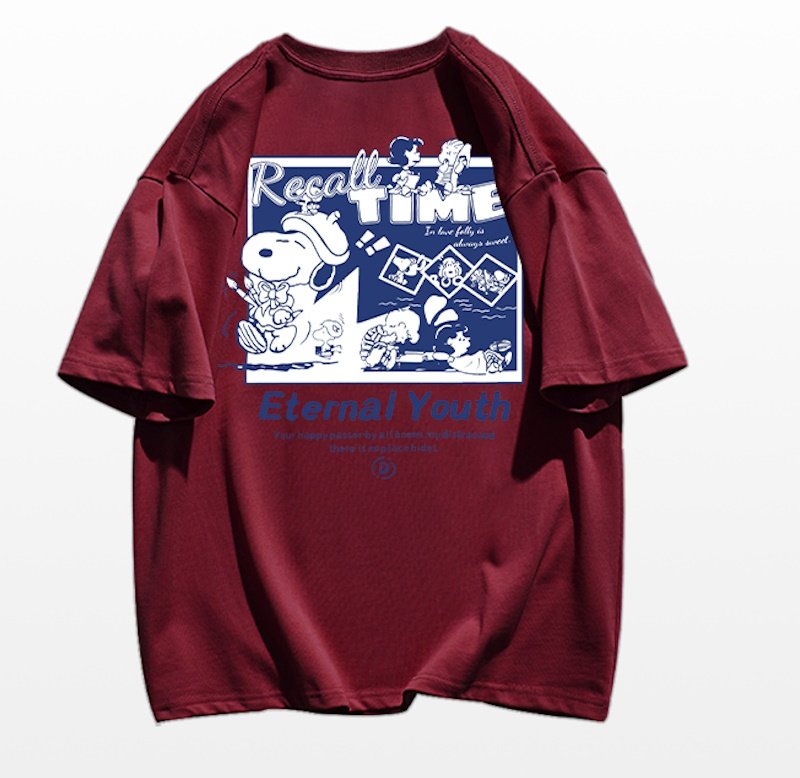 画像7: Snoopy & Family Print  round neck short sleeve T-shirt   ユニセックス男女兼用スヌーピー&ファミリープリント半袖 Tシャツ (7)