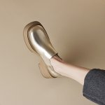 画像5: Women’s  soft leather platform loafers shoes 　レザー厚底プラットフォームローファースリッポンシューズ (5)