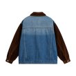 画像2: unisex denim splicing denim jacket G Jean  ユニセックス 男女兼用異素材組み合わせデニムGジャンジャンパー MA-1 ボンバー ジャケット ブルゾン (2)