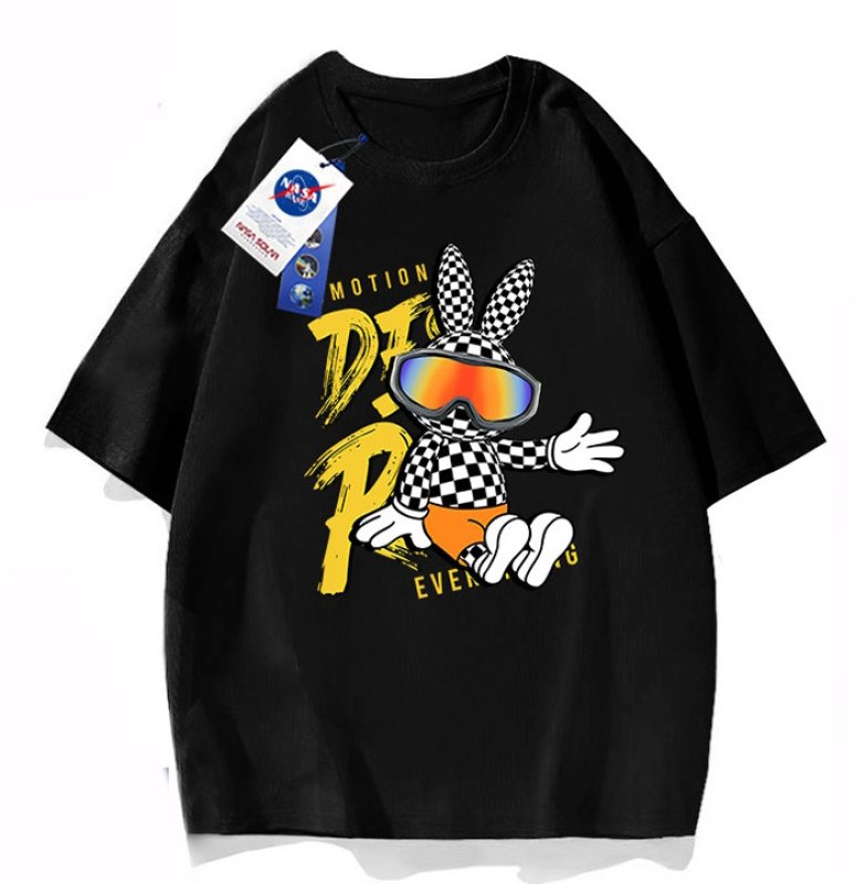 画像3: Damier checkered pattern rabbit round neck short sleeve T-shirt 　 ユニセックス男女兼用ダミエラビット半袖 Tシャツ (3)