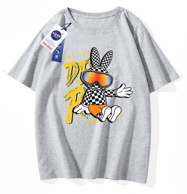 画像4: Damier checkered pattern rabbit round neck short sleeve T-shirt 　 ユニセックス男女兼用ダミエラビット半袖 Tシャツ (4)