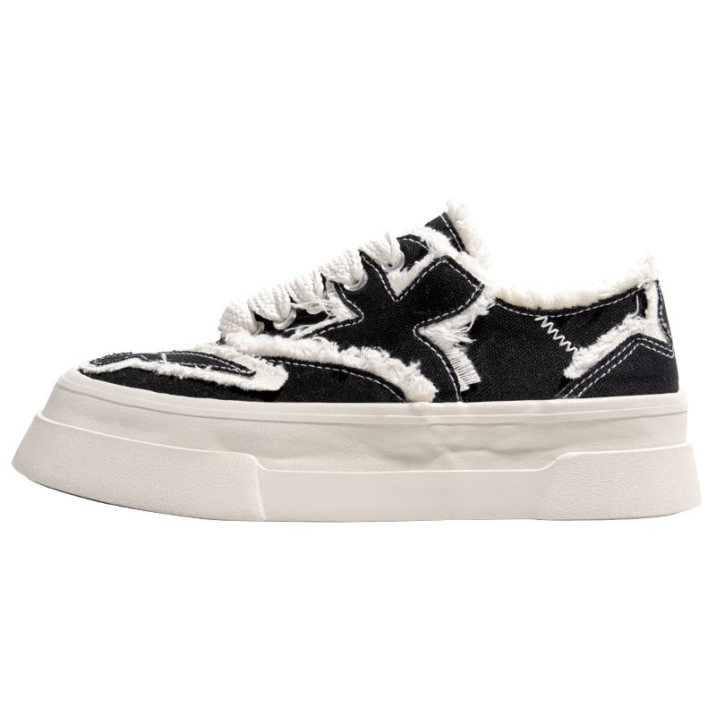 画像1:  Unisex fringe canvas lace up sneakers  Shoes ユニセックス  厚底 キャンバスフリンジスニーカー シューズ サイズ39~44 (1)