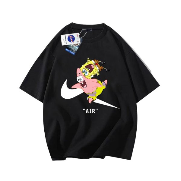 画像1: New AIR Logo Broken Swoosh Sponge Bob & Patrick print Tee T-shirt　ユニセックス 男女兼用 スポンジボブ＆パトリック ブロークンスウォッシュ プリント Tシャツ (1)