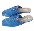 画像1: Women’s Denim distressed boat witch  scoop shoes Half Slippers flat pumps shoes 　デニムダメージフラットハーフパンプスサンダルミュールシューズ (1)