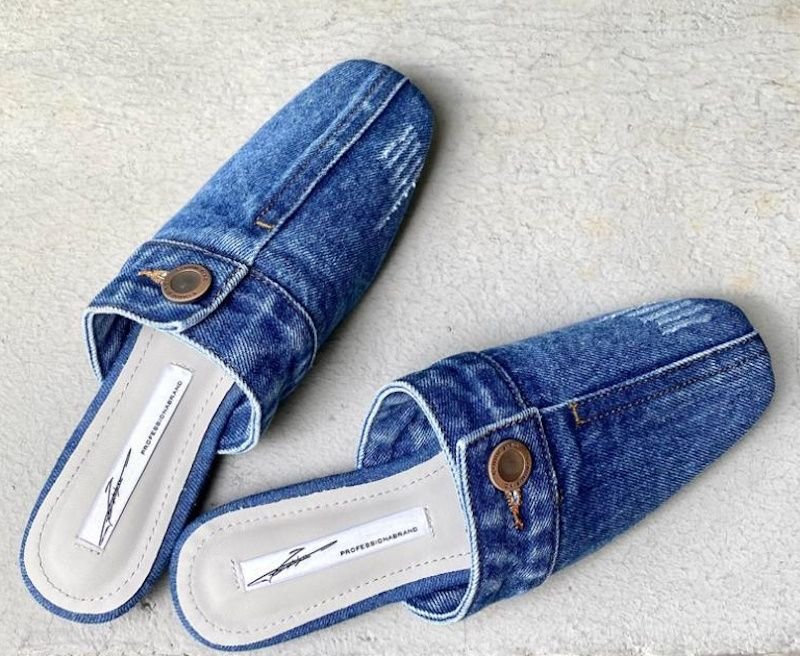 画像14: Women’s Denim distressed boat witch  scoop shoes Half Slippers flat pumps shoes  デニムダメージフラットハーフパンプスサンダルミュールシューズ (14)