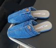 画像5: Women’s Denim distressed boat witch  scoop shoes Half Slippers flat pumps shoes 　デニムダメージフラットハーフパンプスサンダルミュールシューズ (5)