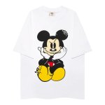 画像2: SEE THE MIRAGE cartoon Mickey short-sleeved printed  round neck short sleeve T-shirt 　 ユニセックス男女兼用ミッキーマウスミッキーthinker考える人ポーズラウンドネック半袖 Tシャツ (2)
