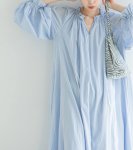 画像4: Dopamine French Dress Pure Cotton Loose Puff Sleeve maxi long dress 　 パフスリーブフレンチエスニックマキシロング ドレス ワンピース  (4)