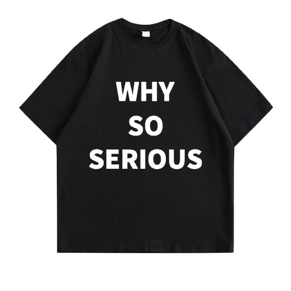 画像1: why so serious logo round neck short sleeve T-shirt 　 ユニセックス男女兼用why so serious レターロゴラウンドネック半袖 Tシャツ (1)