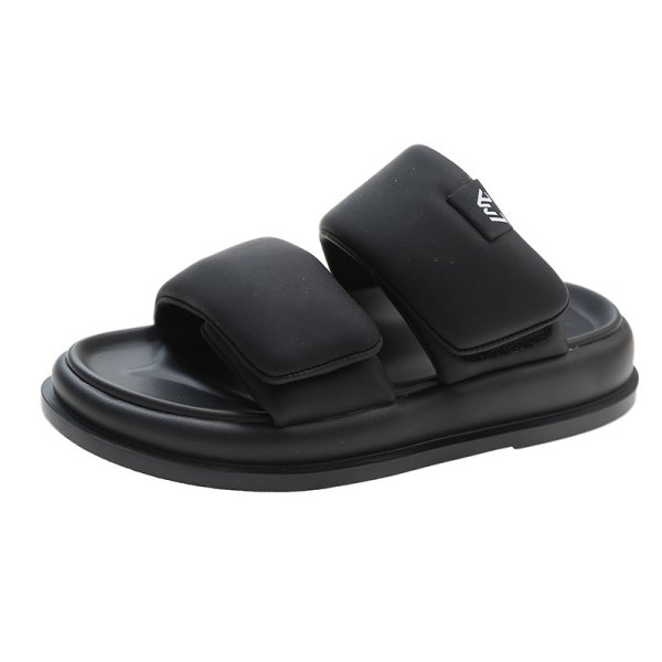 画像1: Velcro bread flip-flops casual cake sandals slippers　ユニセックス厚底ベルクロスポンジケーキダウンサンダルスリッパ (1)