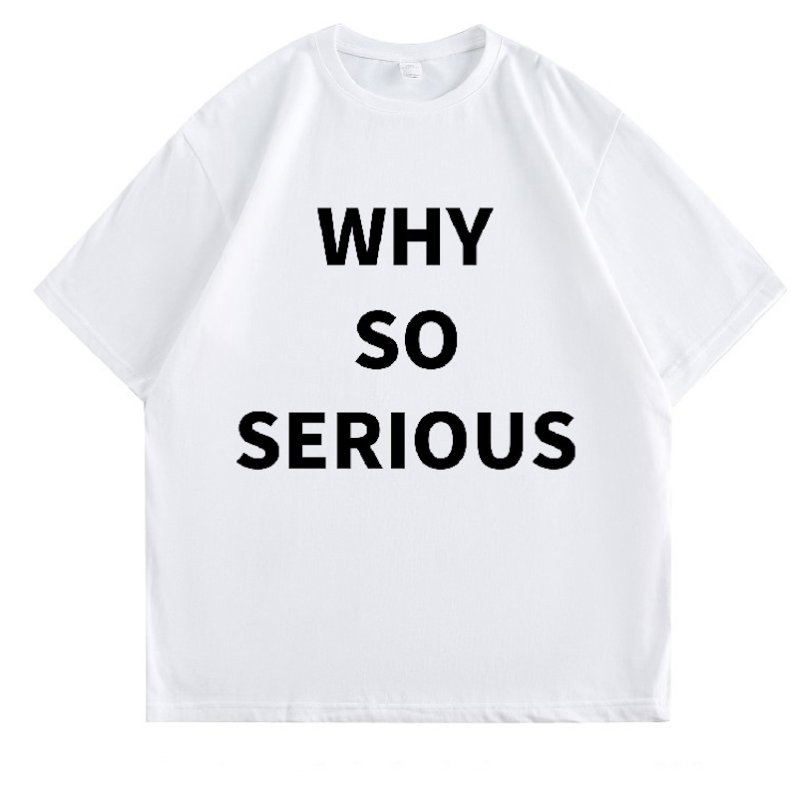画像2: why so serious logo round neck short sleeve T-shirt   ユニセックス男女兼用why so serious レターロゴラウンドネック半袖 Tシャツ (2)