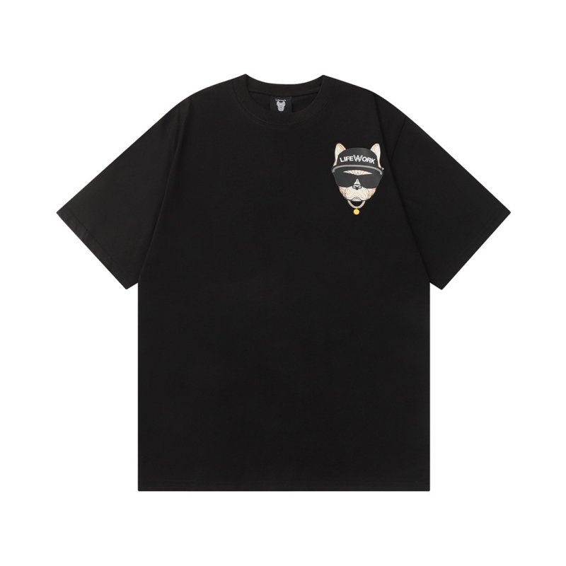 画像3: One point sunglasses bulldog round neck short sleeve T-shirt 　 ユニセックス男女兼用ワンポイントサングラスブルドッグラウンドネック半袖 Tシャツ (3)