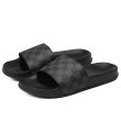 画像2: 24 Demier Check Design Flat Sandals Slide Slipper ユニセックス男女兼用 ブラック　ダミエチェック　デザイン フリップフロップサンダルシャワーサンダル ビーチサンダル　 (2)