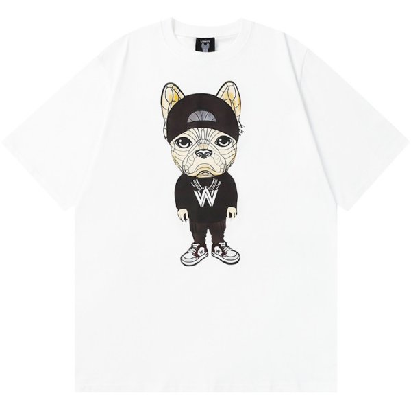 画像2: hip hop bulldog round neck short sleeve T-shirt 　 ユニセックス男女兼用ヒップホップブルドッグラウンドネック半袖 Tシャツ (2)