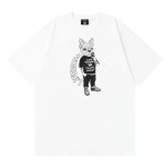 画像1: tea time bulldog round neck short sleeve T-shirt 　 ユニセックス男女兼用ティータイムブルドッグラウンドネック半袖 Tシャツ (1)