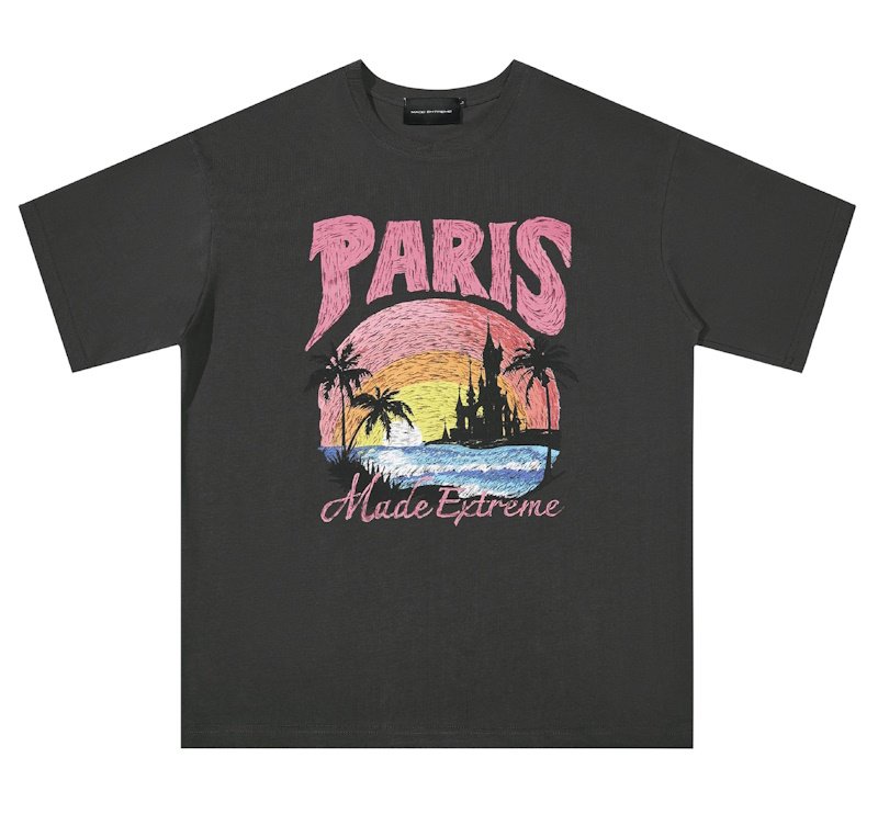 画像3: Hawaiian beach& Paris printround neck short sleeve T-shirt   ユニセックス男女兼用ハワイアンビーチ&パリプリントラウンドネック半袖 Tシャツ (3)