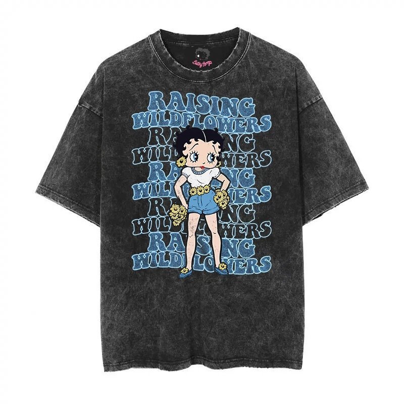 画像12: 24 BettyBoop doll T-shirt Vintage black short-sleeved　ベティ・ブープ ベティちゃん プリント ヴィンテージ加工 ブラック ラウンドネック 半袖Tシャツ (12)