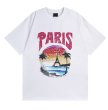 画像1: Hawaiian beach＆ Paris printround neck short sleeve T-shirt 　 ユニセックス男女兼用ハワイアンビーチ&パリプリントラウンドネック半袖 Tシャツ (1)