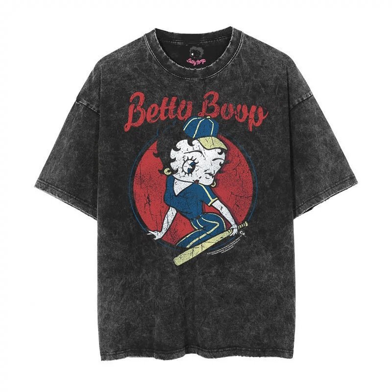 画像6: 24 BettyBoop doll T-shirt Vintage black short-sleeved　ベティ・ブープ ベティちゃん プリント ヴィンテージ加工 ブラック ラウンドネック 半袖Tシャツ (6)