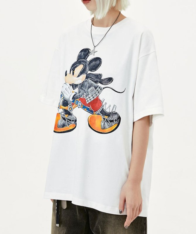 画像6: impersonator  mickey mouse round neck short sleeve T-shirt 　 ユニセックス男女兼用なりすましミッキーマウスミッキープリントラウンドネック半袖 Tシャツ (6)