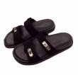 画像12: metal lock buckle double-strap casual thick-soled Flat Sandals  Slipper ユニセックス男女兼用 メタルロックバックルダブルストラップサンダル スリッパ (12)