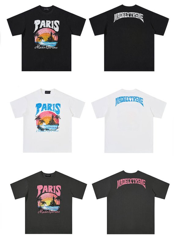画像7: Hawaiian beach& Paris printround neck short sleeve T-shirt   ユニセックス男女兼用ハワイアンビーチ&パリプリントラウンドネック半袖 Tシャツ (7)