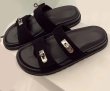 画像3: metal lock buckle double-strap casual thick-soled Flat Sandals  Slipper ユニセックス男女兼用 メタルロックバックルダブルストラップサンダル スリッパ (3)